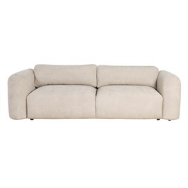 Canapé convertible avec coffre 4 places en tissu velours chenille beige crush