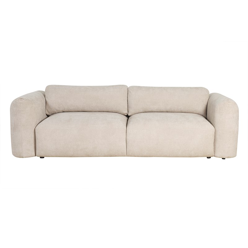 Canapé convertible avec coffre 4 places en tissu velours chenille beige crush