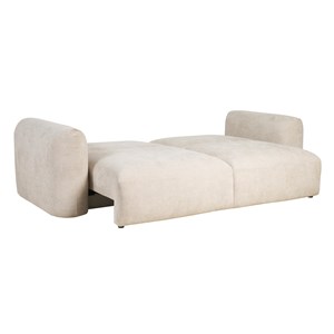 Canapé convertible avec coffre 4 places en tissu velours chenille beige crush