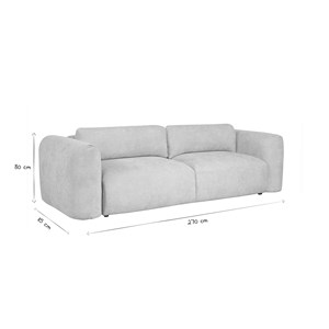 Canapé convertible avec coffre 4 places en tissu velours chenille beige crush