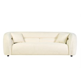 Canapé 3-4 places en tissu bouclette blanc cassé mochi
