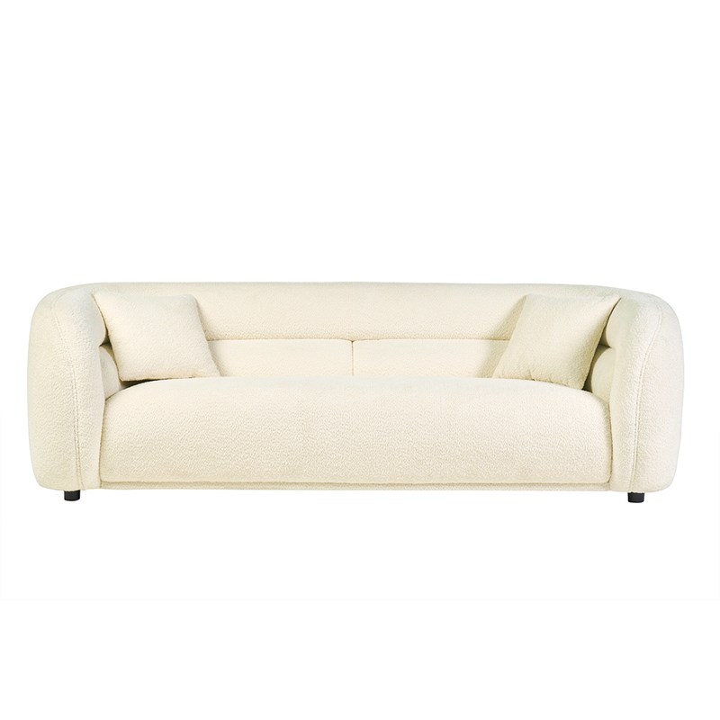 Canapé 3-4 places en tissu bouclette blanc cassé mochi