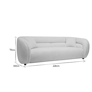 Canapé 3-4 places en tissu bouclette blanc cassé mochi