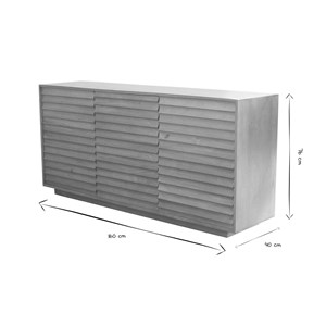 Buffet en bois manguier massif 3 portes l160 cm matcha