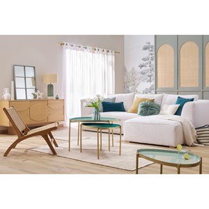 Fauteuil lounge en bois teck massif et corde tressée sumba