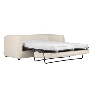 Canapé convertible 3 places en tissu effet velours beige harlo