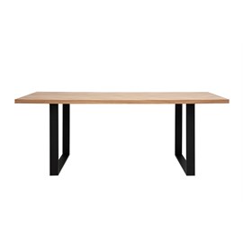 Table à manger rectangulaire finition bois chêne et métal noir l200 cm magda