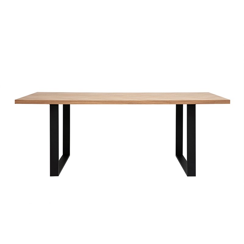 Table à manger rectangulaire finition bois chêne et métal noir l200 cm magda