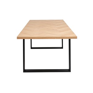 Table à manger rectangulaire finition bois chêne et métal noir l200 cm magda
