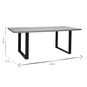 Table à manger rectangulaire finition bois chêne et métal noir l200 cm magda