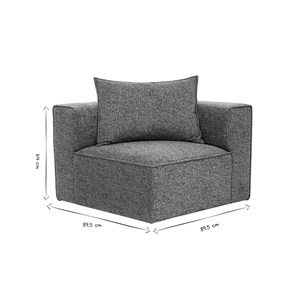 Module d'angle gauche pour canapé en tissu chiné gris foncé kerry