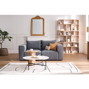 Module d'angle droit pour canapé en tissu chiné gris foncé kerry