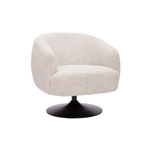 Fauteuil pivotant en tissu effet bouclette beige et métal noir bowie