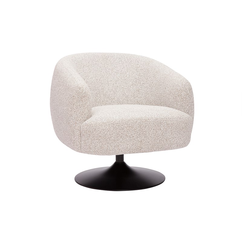 Miliboo - Fauteuil pivotant en tissu effet bouclette beige et métal noir bowie