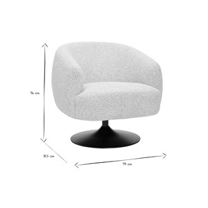 Fauteuil pivotant en tissu effet bouclette beige et métal noir bowie