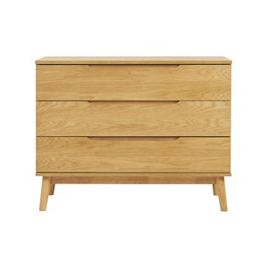 Commode bois clair chêne 3 tiroirs l90 cm felix