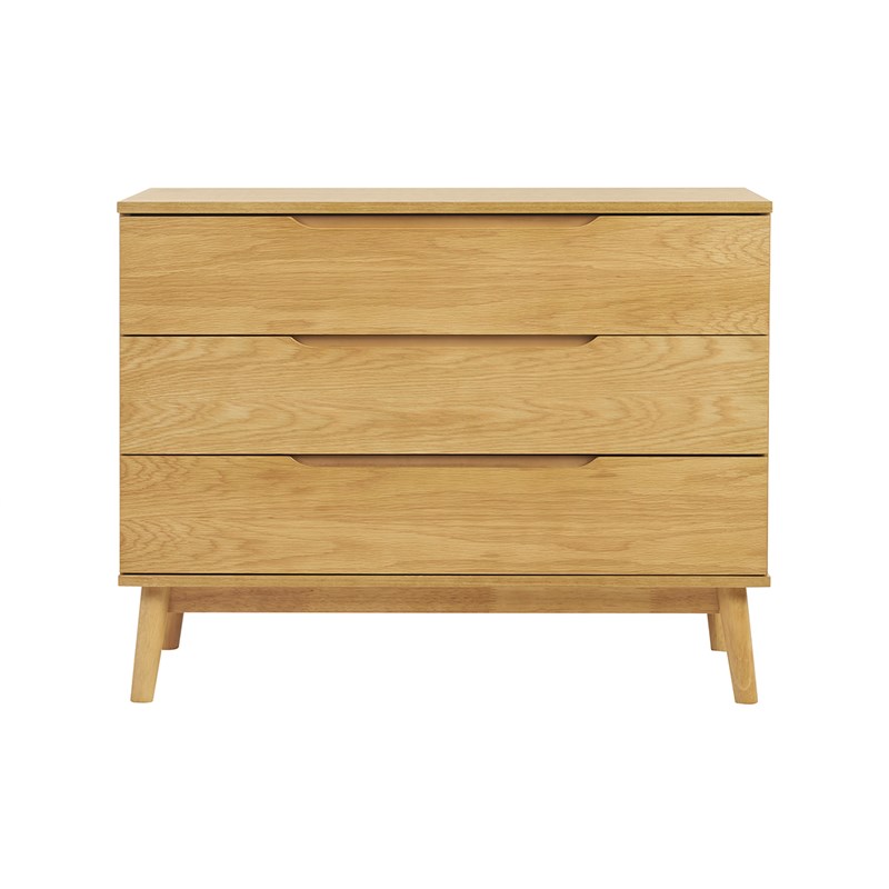 Commode bois clair chêne 3 tiroirs l90 cm felix