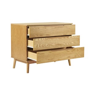 Commode bois clair chêne 3 tiroirs l90 cm felix