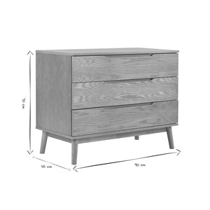 Commode bois clair chêne 3 tiroirs l90 cm felix
