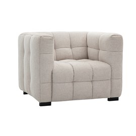 Fauteuil en tissu effet velours texturé beige corto