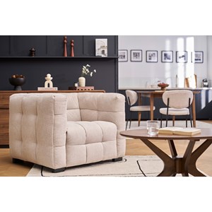 Fauteuil en tissu effet velours texturé beige corto