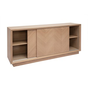 Buffet bas avec portes coulissantes en bois clair chêne l160 cm arrow
