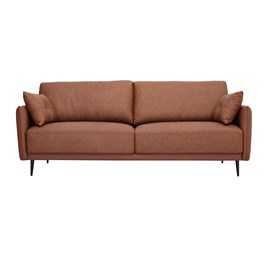 Canapé  3 places cuir marron et bois foncé daven