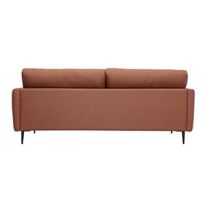 Canapé  3 places cuir marron et bois foncé daven