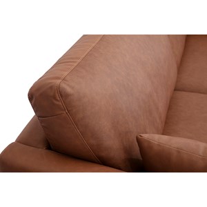 Canapé  3 places cuir marron et bois foncé daven