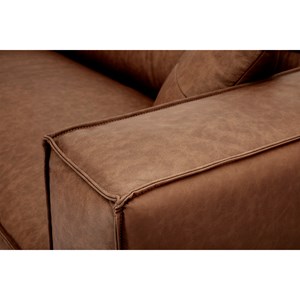 Canapé d'angle gauche  4-5 places en cuir marron et bois noir cobain