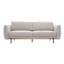 Canapé 3 places en tissu chenille beige et métal noir todd