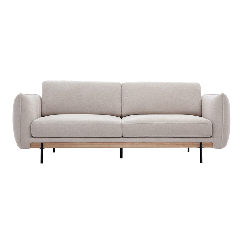 Canapé 3 places en tissu chenille beige et métal noir todd