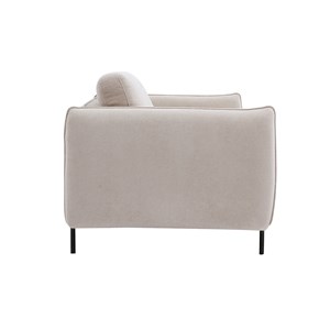 Canapé 3 places en tissu chenille beige et métal noir todd