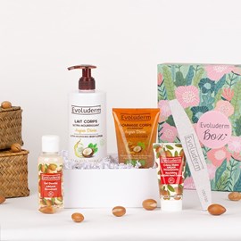 Evoluderm - coffret corps argan divin + crème mains offerte - box jungle