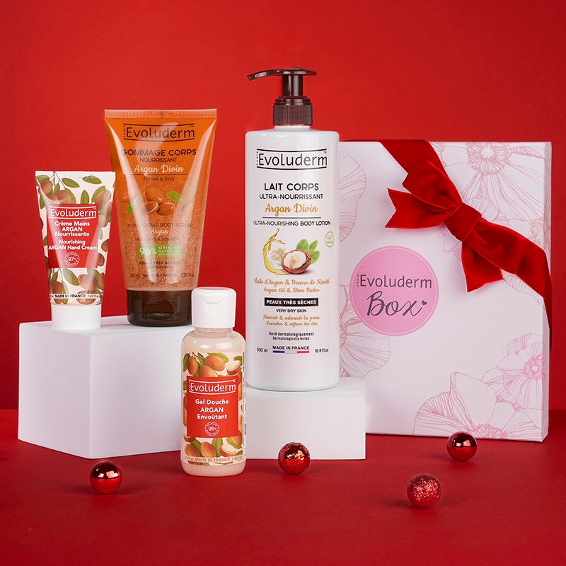 Evoluderm - coffret corps argan divin + crème mains offerte - box flower