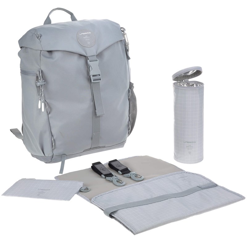 Lassig - Sac à dos à langer en polyester recyclé gris outdoor green label