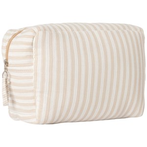 Trousse de toilette gaze de coton beige rayé galet