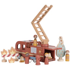 Camion de pompiers et accessoires en bois