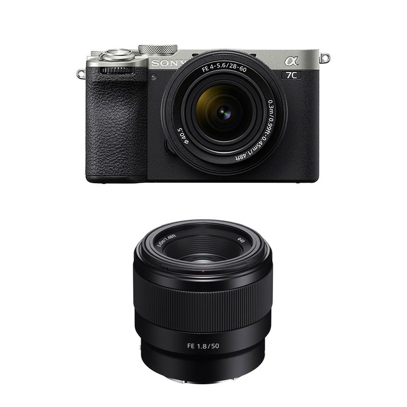 Sony alpha 7c ii silver + objectif fe 28-60mm f4-5.6 + fe 50mm f1.8