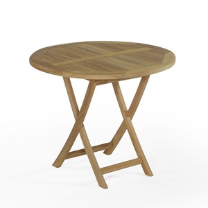 Table pliante ronde teck adomée ø 90 cm