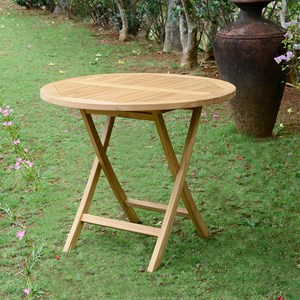 Table pliante ronde teck adomée ø 90 cm