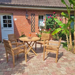 Table pliante ronde teck adomée ø 90 cm