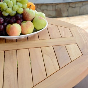 Table pliante ronde teck adomée ø 90 cm