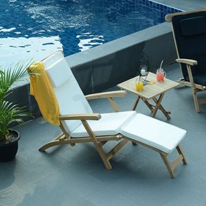 Matelas crème pour chaise longue