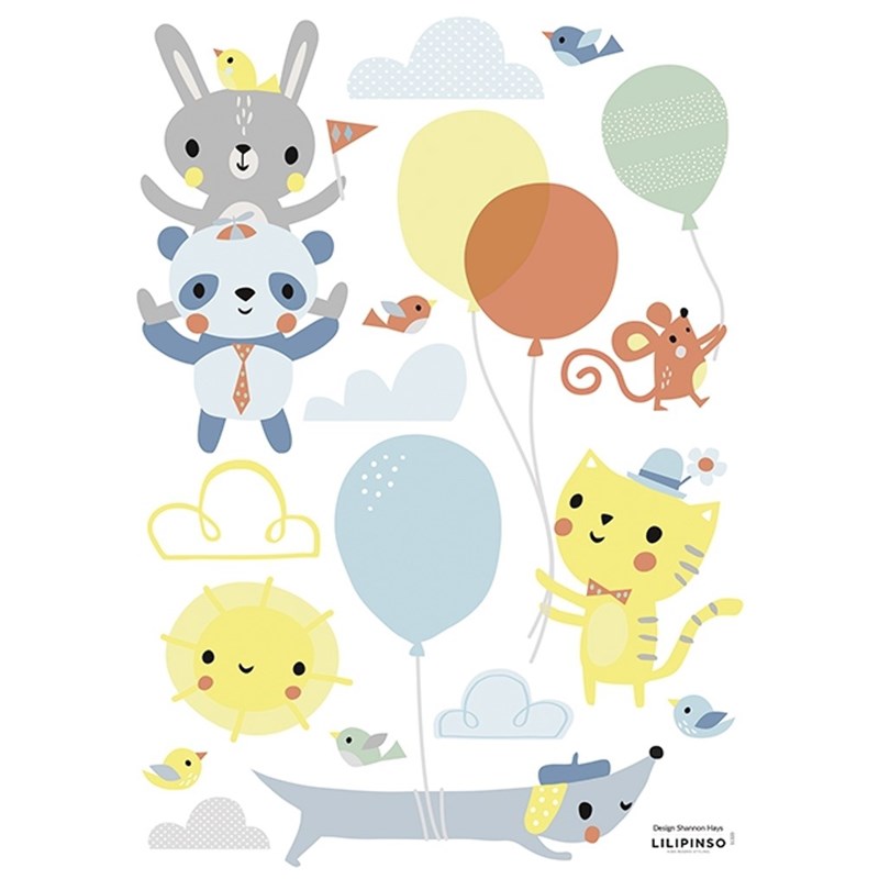 Stickers bébé animaux et ballons
