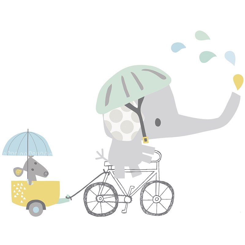 Sticker décoration éléphant fait du vélo