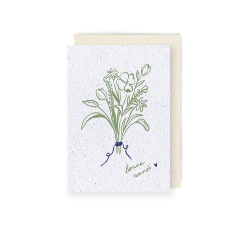 Carte à planter, douce pensée “bonne année” vert