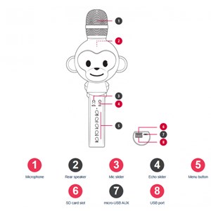 Microphone animal avec haut-parleur - mx-100 - blanc - maxlife