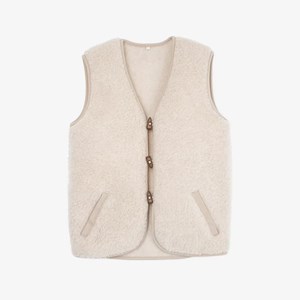 Gilet en laine mérinos beige, sans manches xl