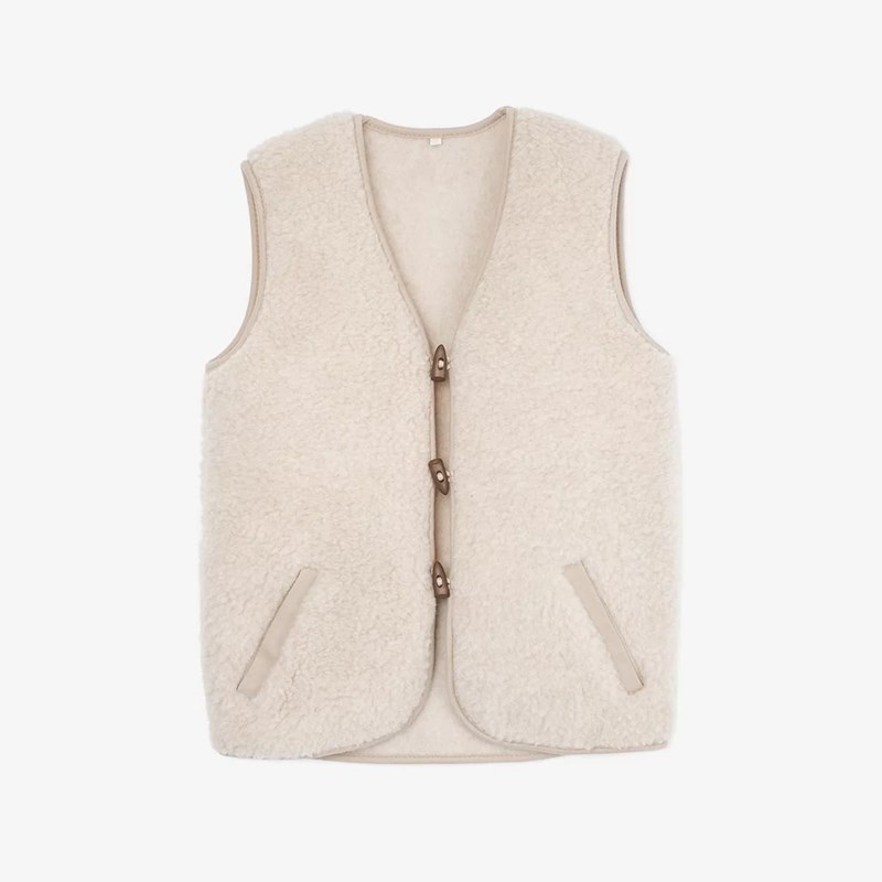 Gilet en laine mérinos beige, sans manches xl
